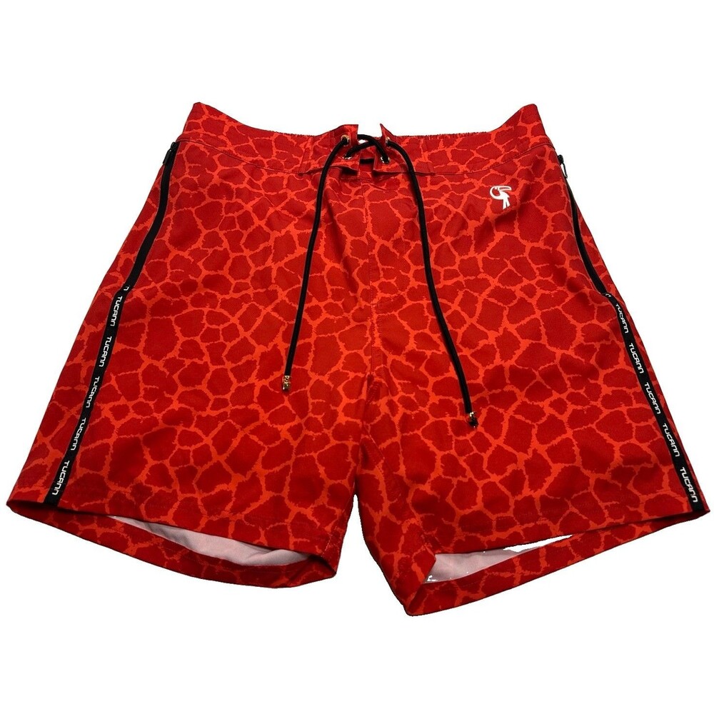 Men's Tucann Mirage Swim Trunks Lined 5" Size Large Red Print
